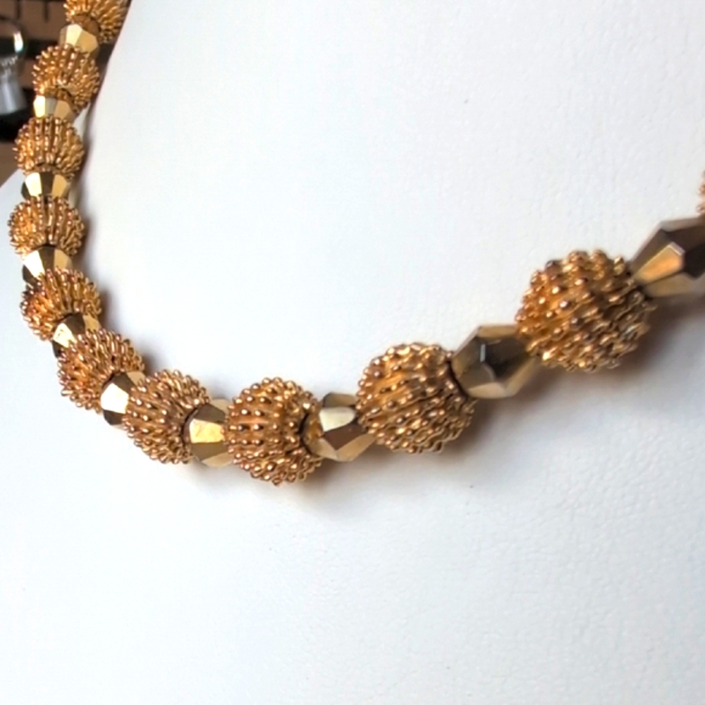 Trifari Gold Textured Bead Necklace
